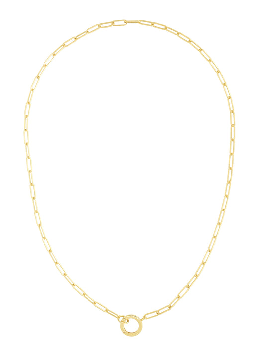 Royal Chain 14K Gold 3.2mm Charm Clasp Paperclip Necklace RC14326