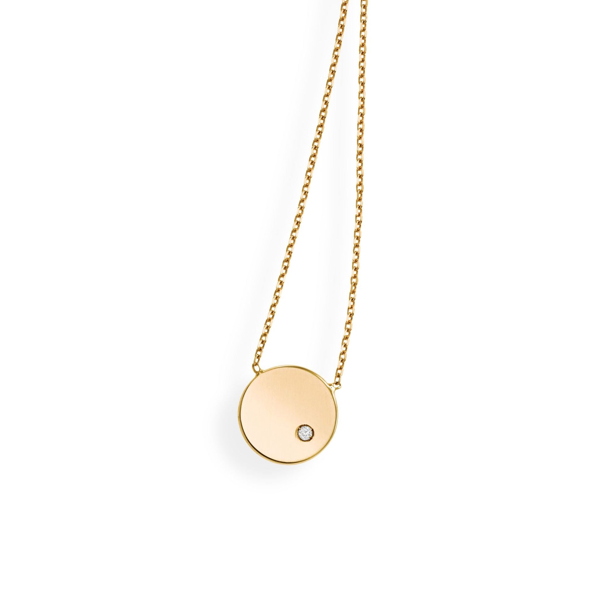 Royal Chain 14K Gold Polished SOHO Disc Diamond Necklace RC1436