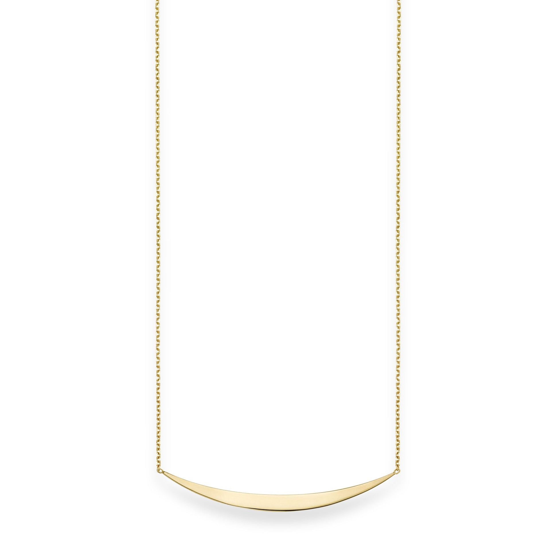 Royal Chain 14K Gold Polished Crescent Bar Necklace RC1443