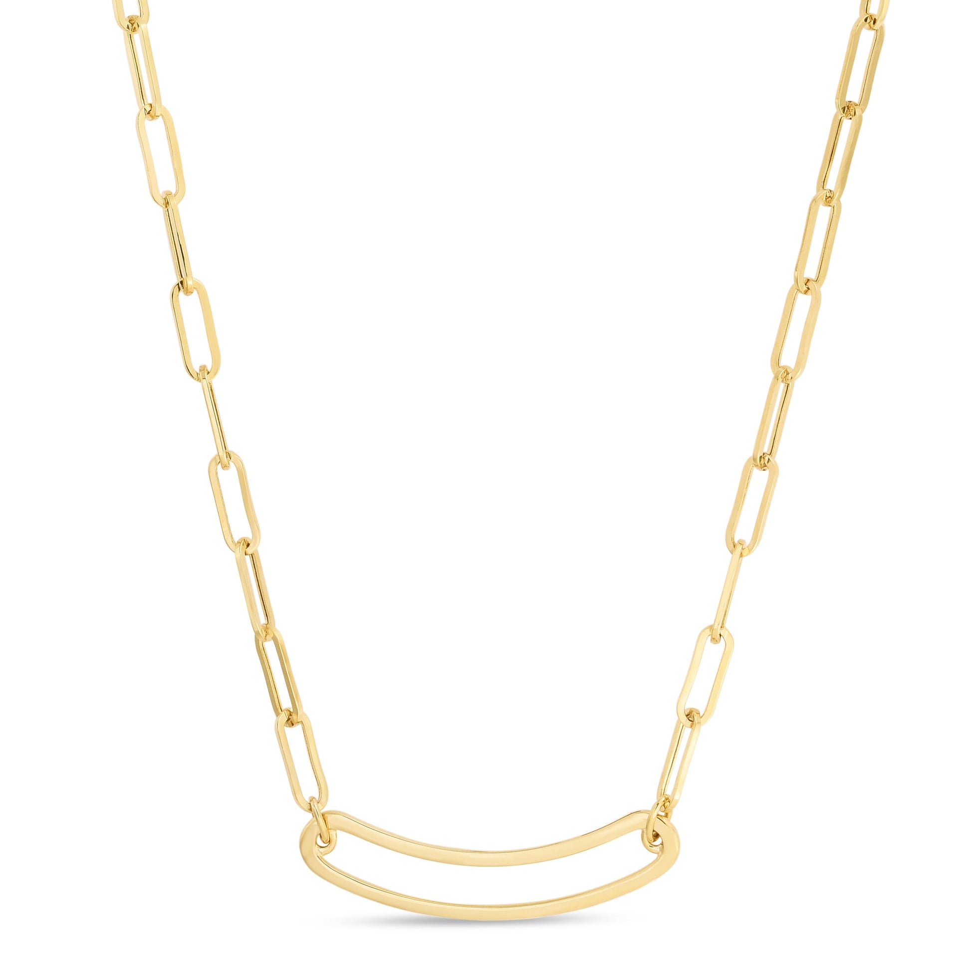 Royal Chain 14K Paperclip Curved Open Bar Bracelet RC14617