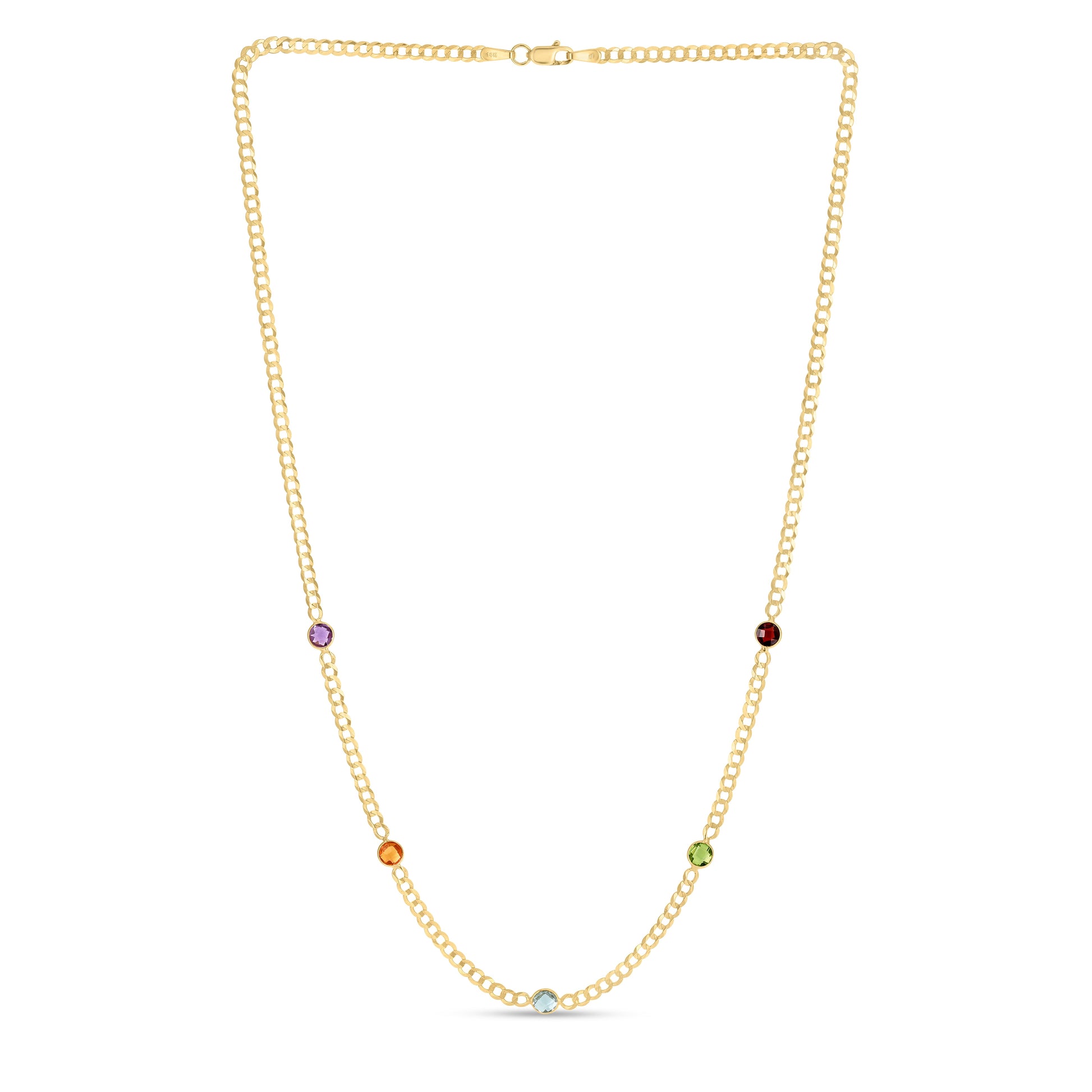 Royal Chain 14K Multi Gemstone Curb Chain Necklace RC15127
