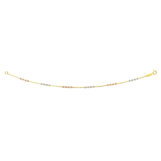 Royal Chain 14K Tri-color Gold Diamond Cut Bead Station Necklace RC1596