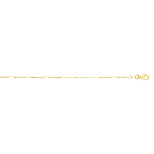 Royal Chain 14K Gold 1.3mm Polished Bar Station Saturn Chain RC1755