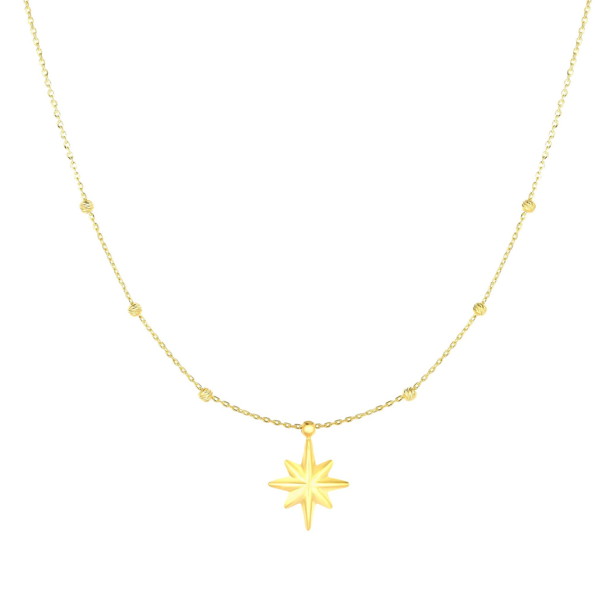 Royal Chain 14K Gold Polished North Star Necklace RC2342