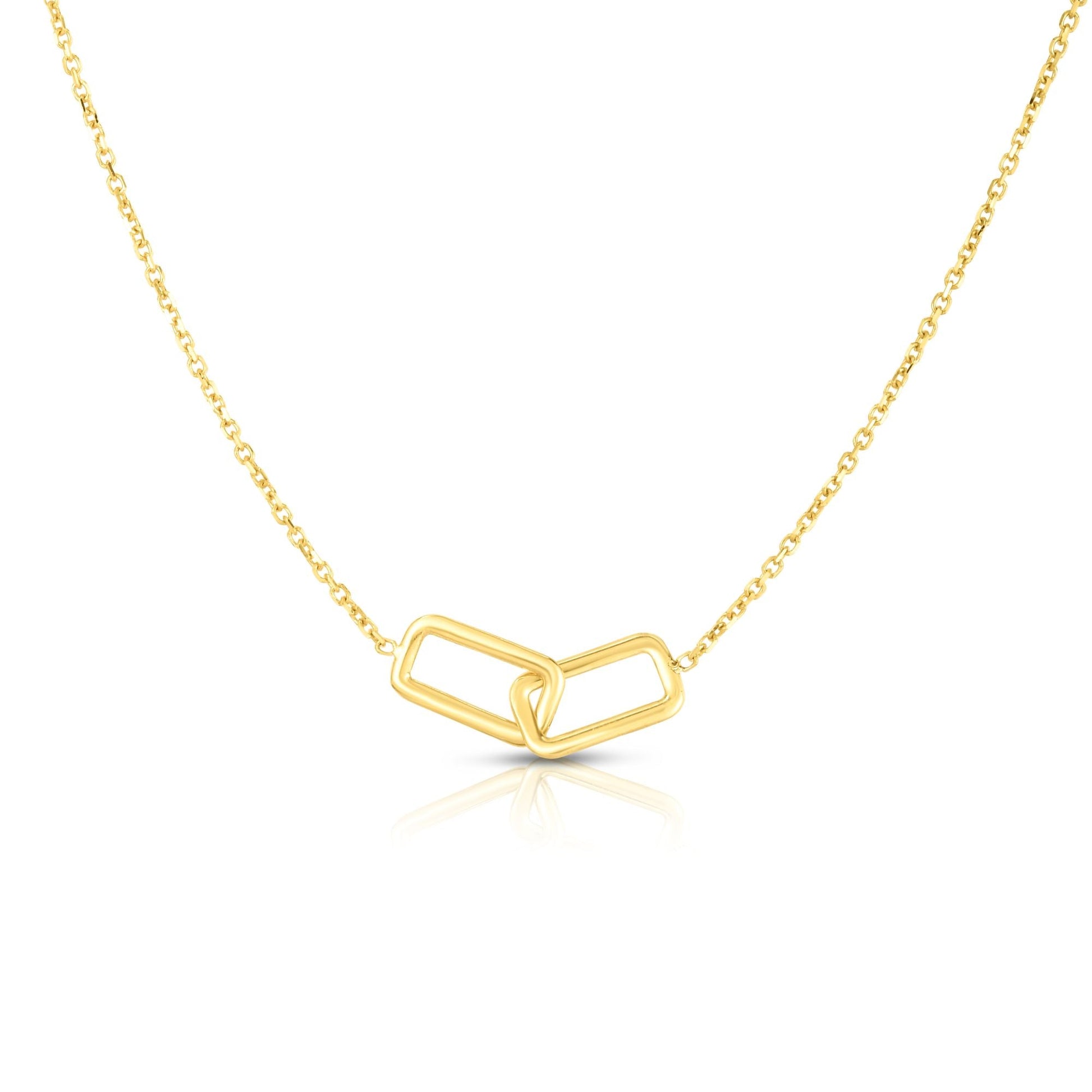 Royal Chain 14K Gold Polished Interlocking Rectangles Necklace RC2697