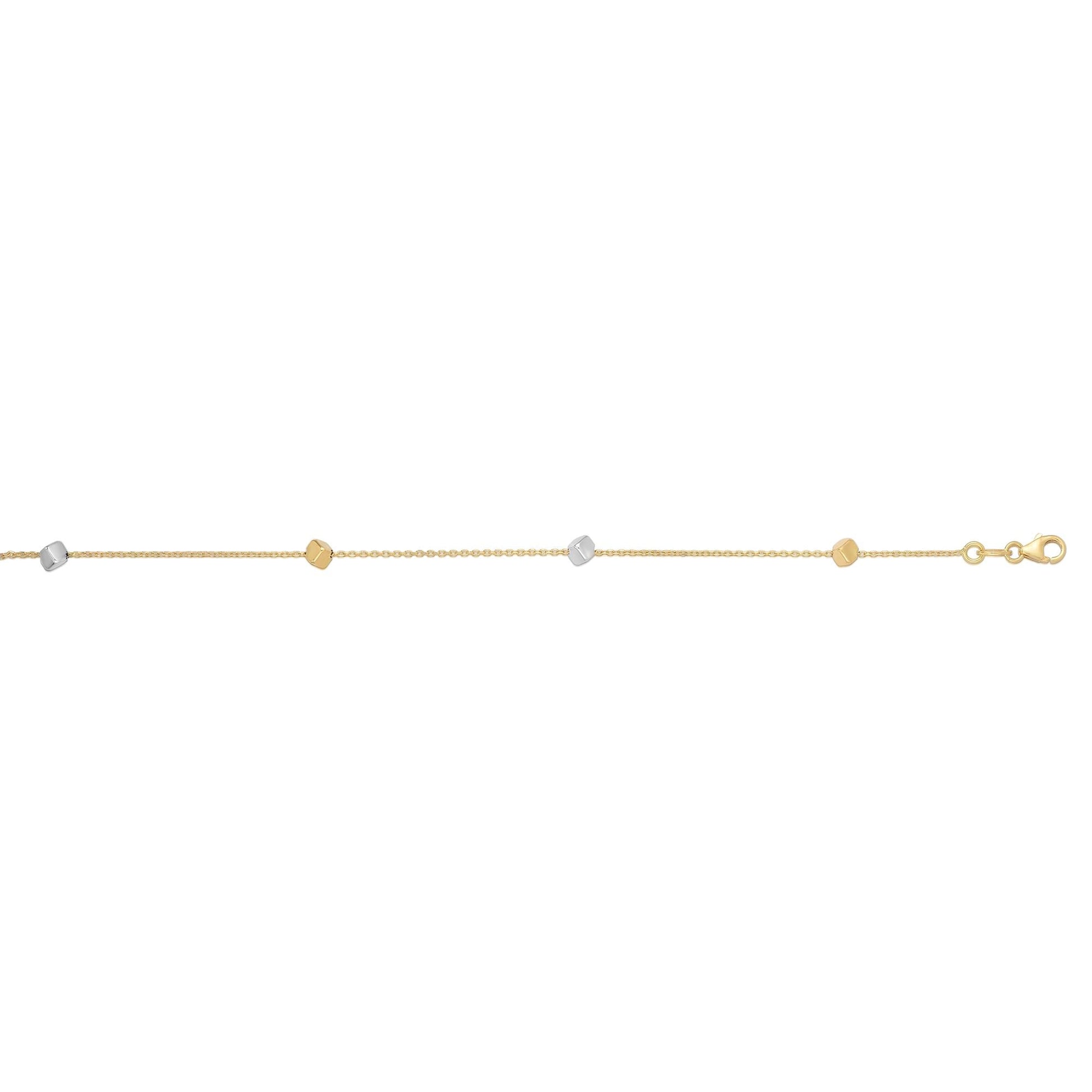 Royal Chain 14K Two-tone Gold Polished Cube Bracelet RC3594
