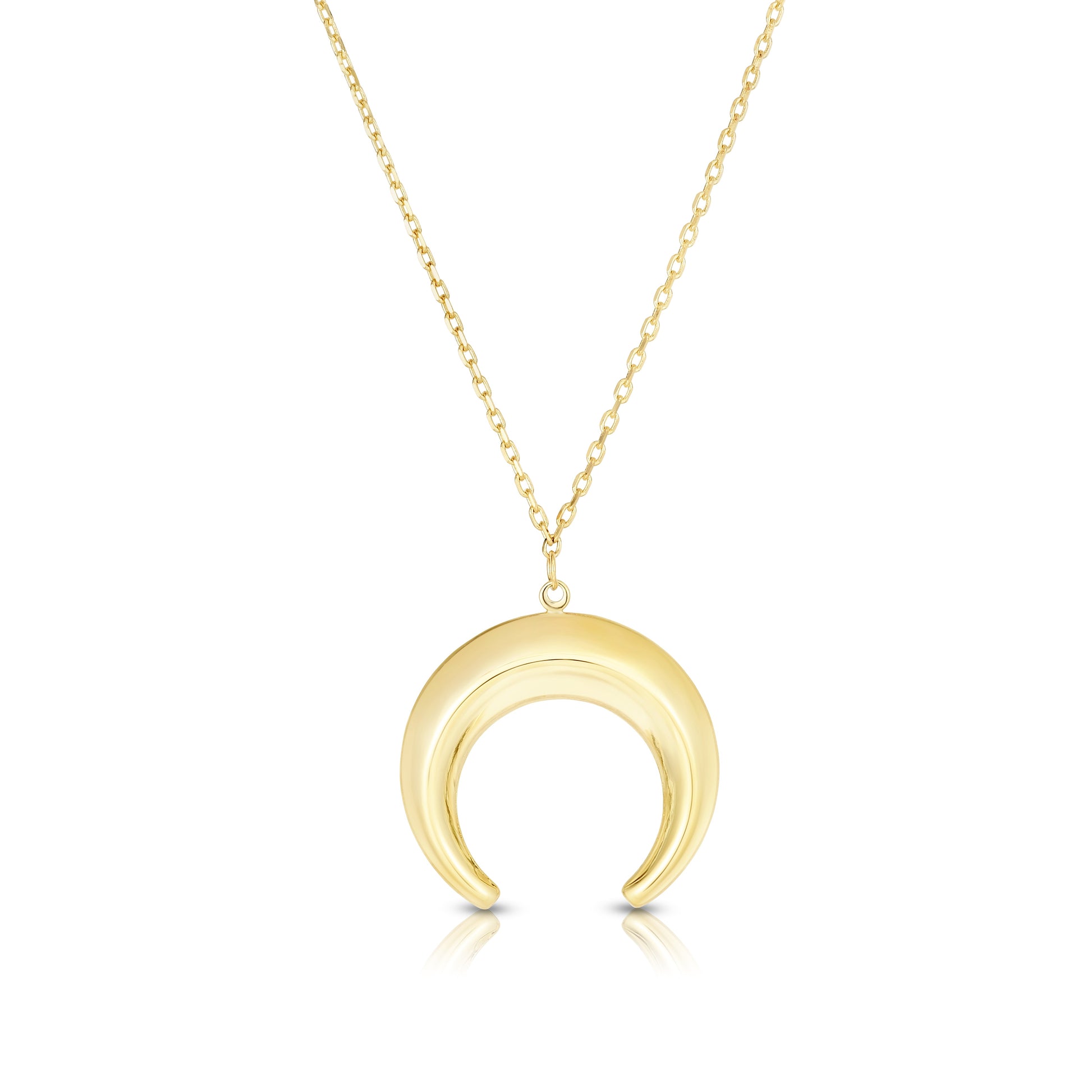 Royal Chain 14K Gold Puffed Crescent Necklace RC6902