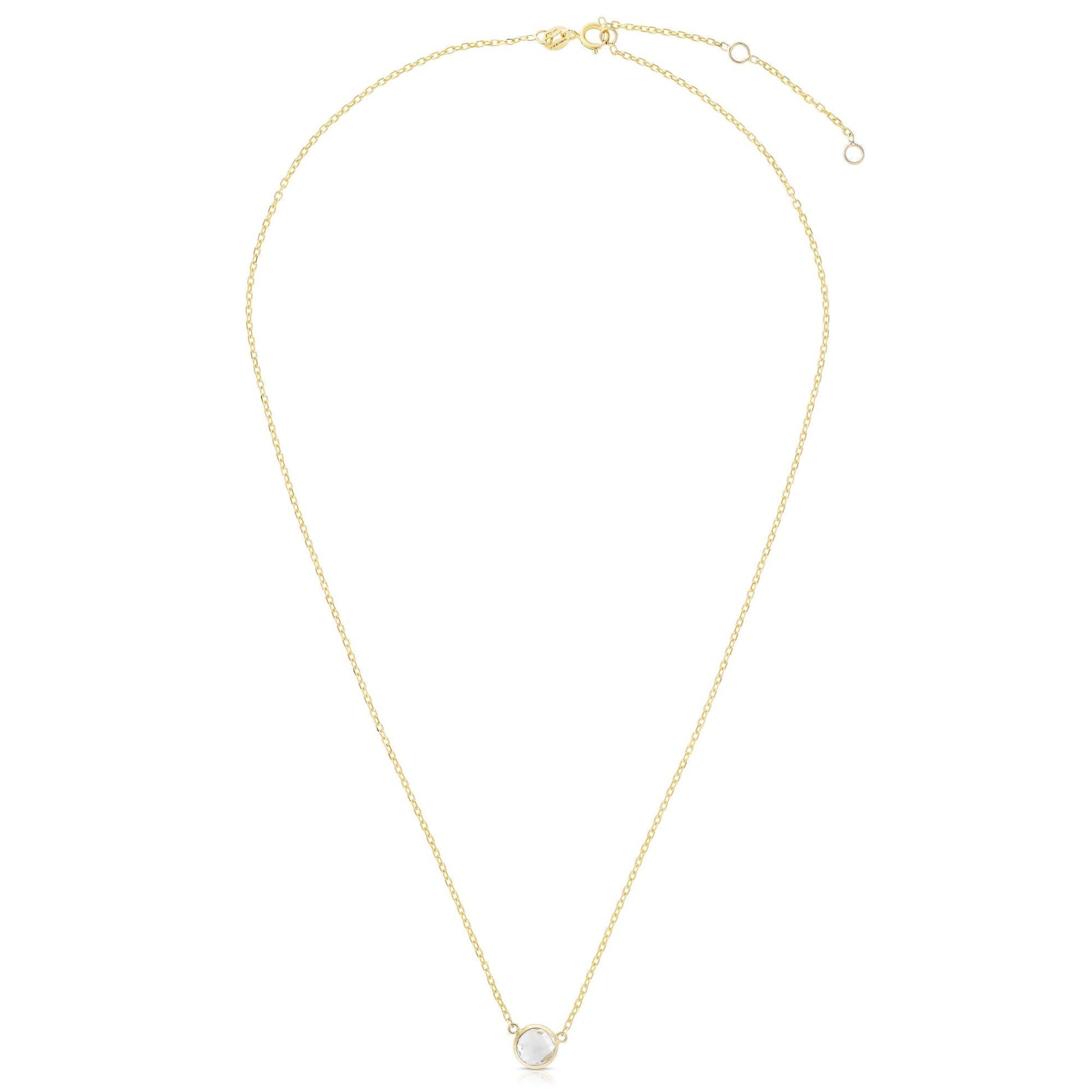 Royal Chain 14K Gold & White Topaz Solitaire Necklace RC69