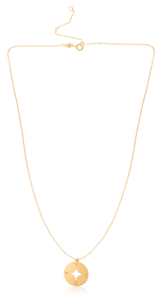 Royal Chain 14K Gold Polished North Star Disc Necklace RC6979