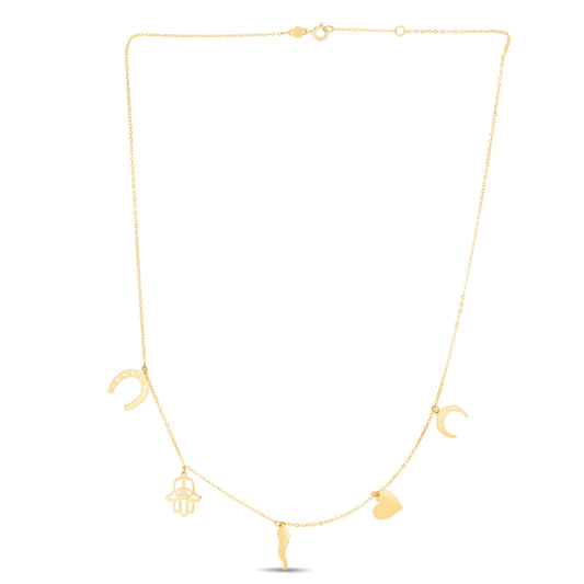 Royal Chain 14K Gold Trend Charm Dangle Necklace RC6980