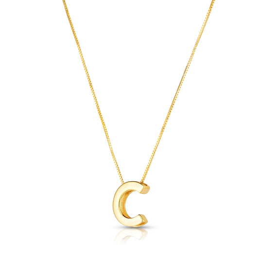 Royal Chain 14K Gold Block Letter Initial C Necklace RCC10969