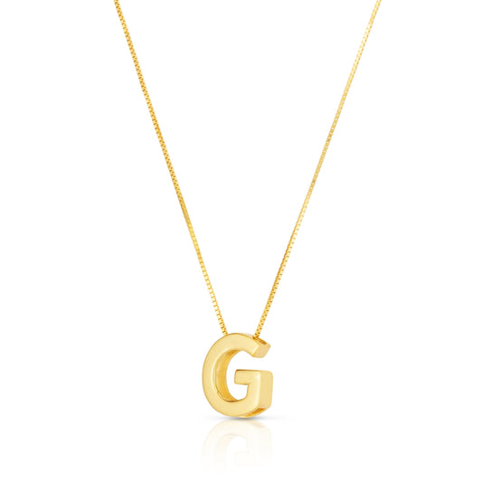 Royal Chain 14K Gold Block Letter Initial G Necklace RCG10969