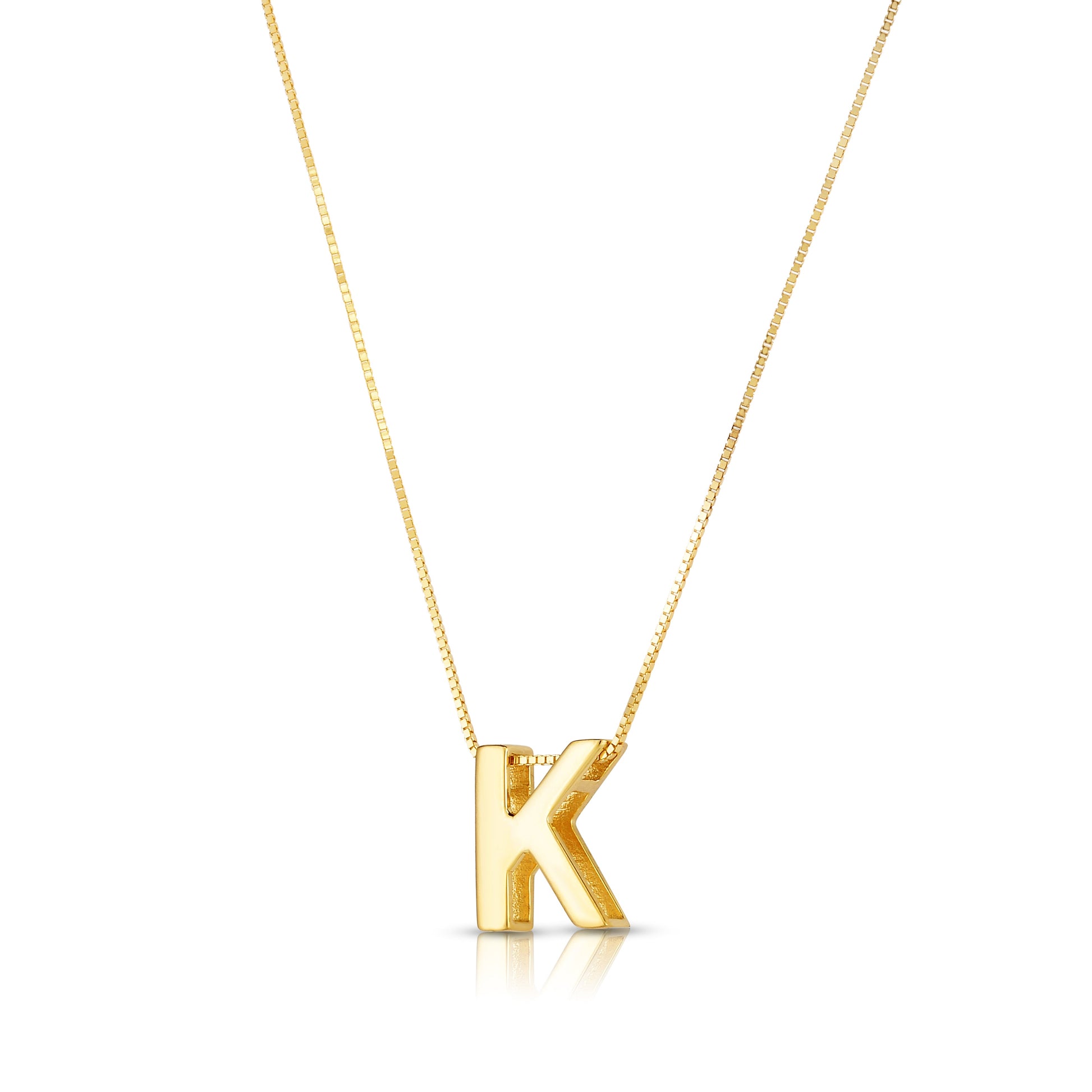 Royal Chain 14K Gold Block Letter Initial K Necklace RCK10969