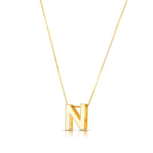 Royal Chain 14K Gold Block Letter Initial N Necklace RCN10969