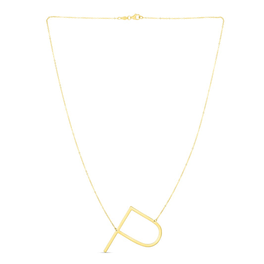 Royal Chain 14K Gold Large Initial P Necklace RCP10908