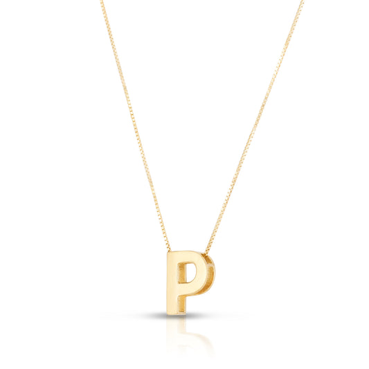 Royal Chain 14K Gold Block Letter Initial P Necklace RCP10969