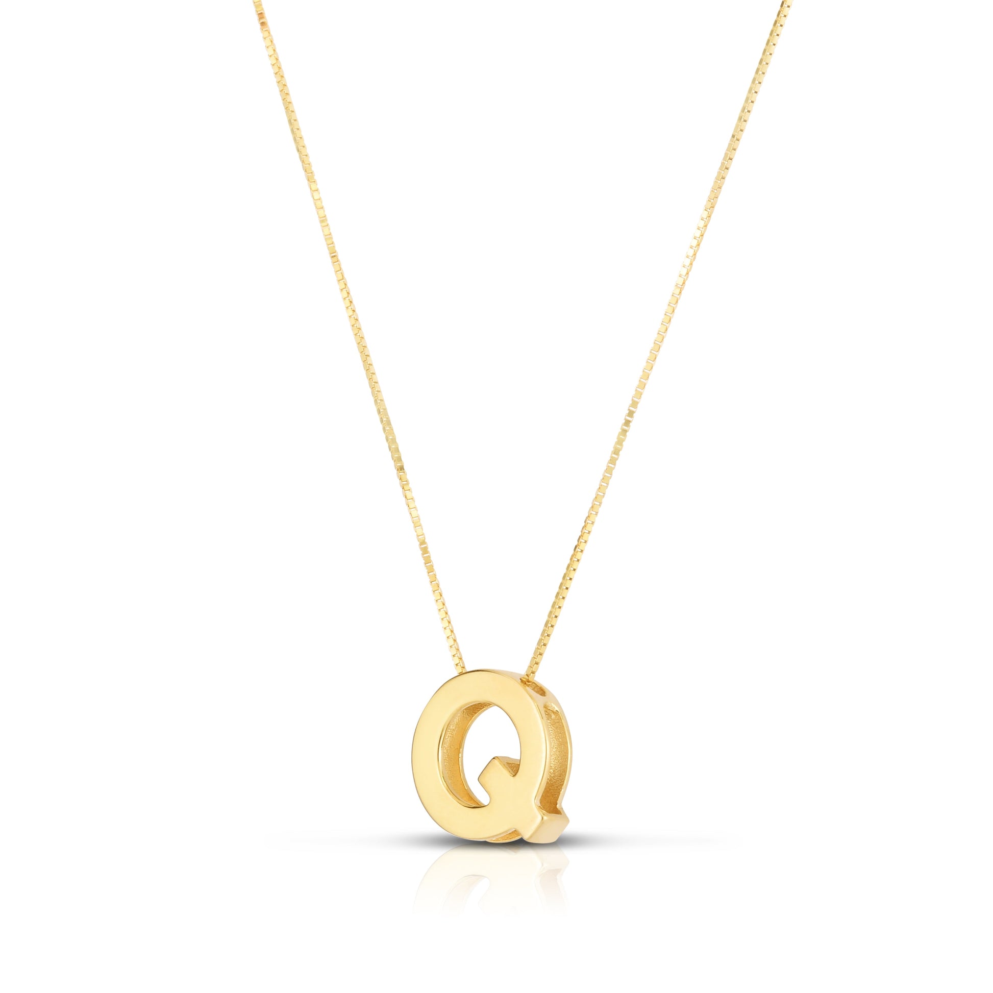 Royal Chain 14K Gold Block Letter Initial Q Necklace RCQ10969