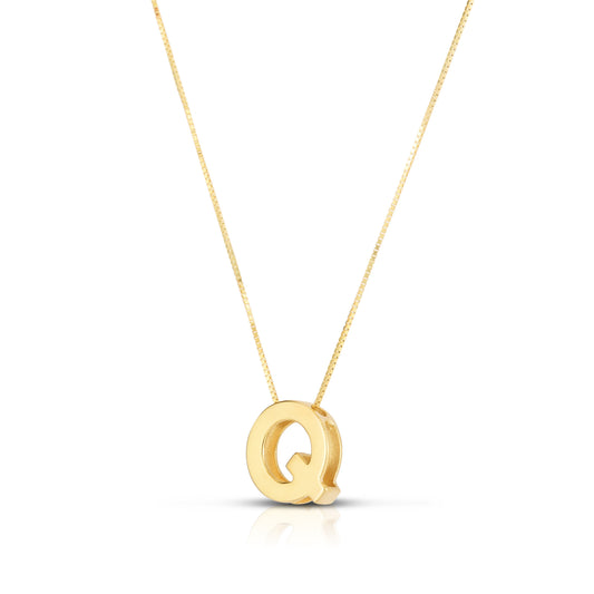 Royal Chain 14K Gold Block Letter Initial Q Necklace RCQ10969