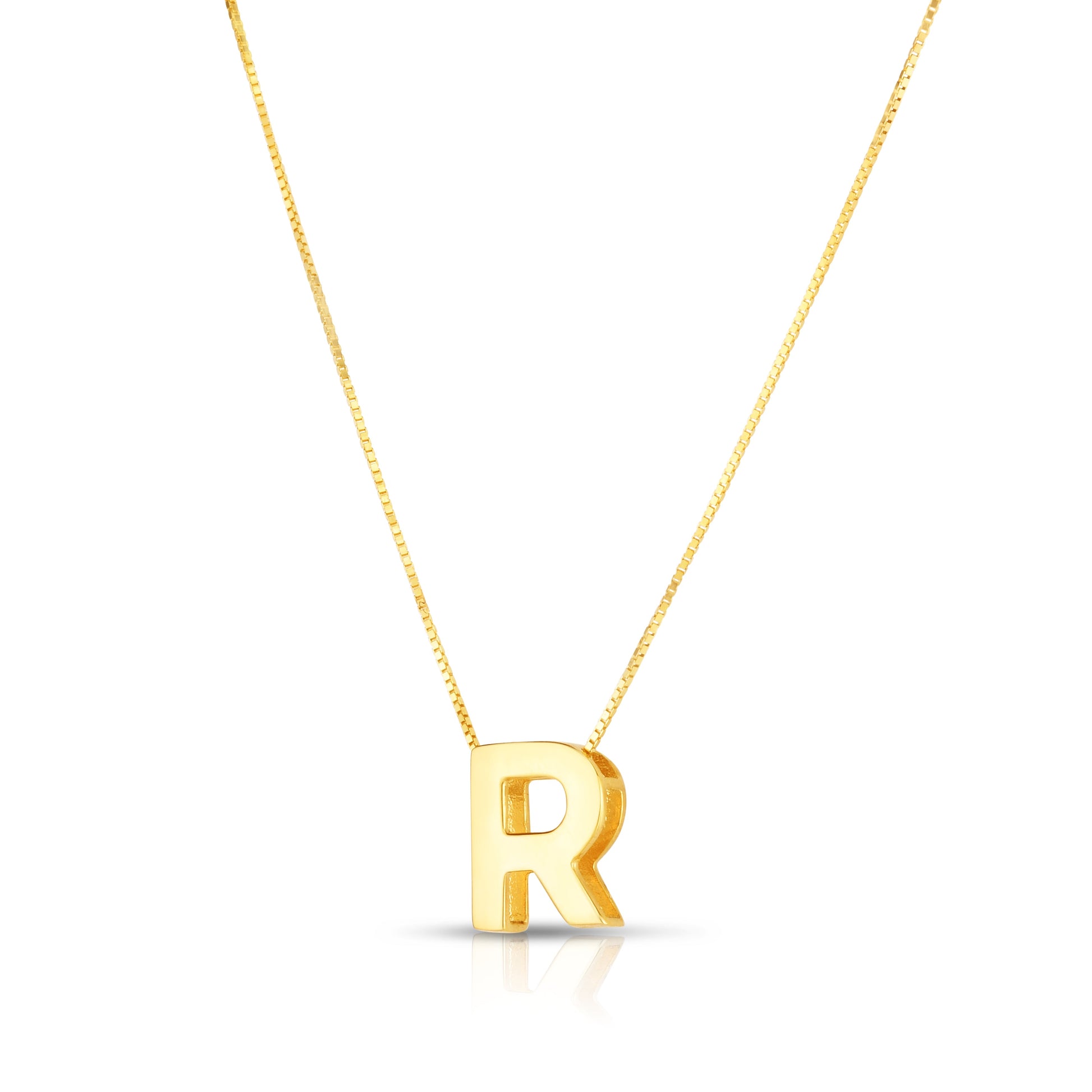 Royal Chain 14K Gold Block Letter Initial R Necklace RCR10969