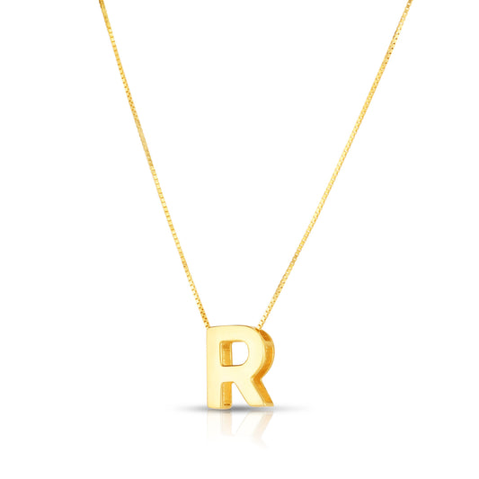 Royal Chain 14K Gold Block Letter Initial R Necklace RCR10969