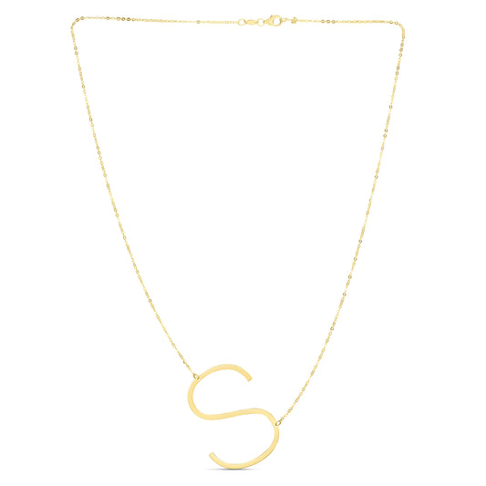 Royal Chain 14K Gold Large Initial S Necklace RCS10908