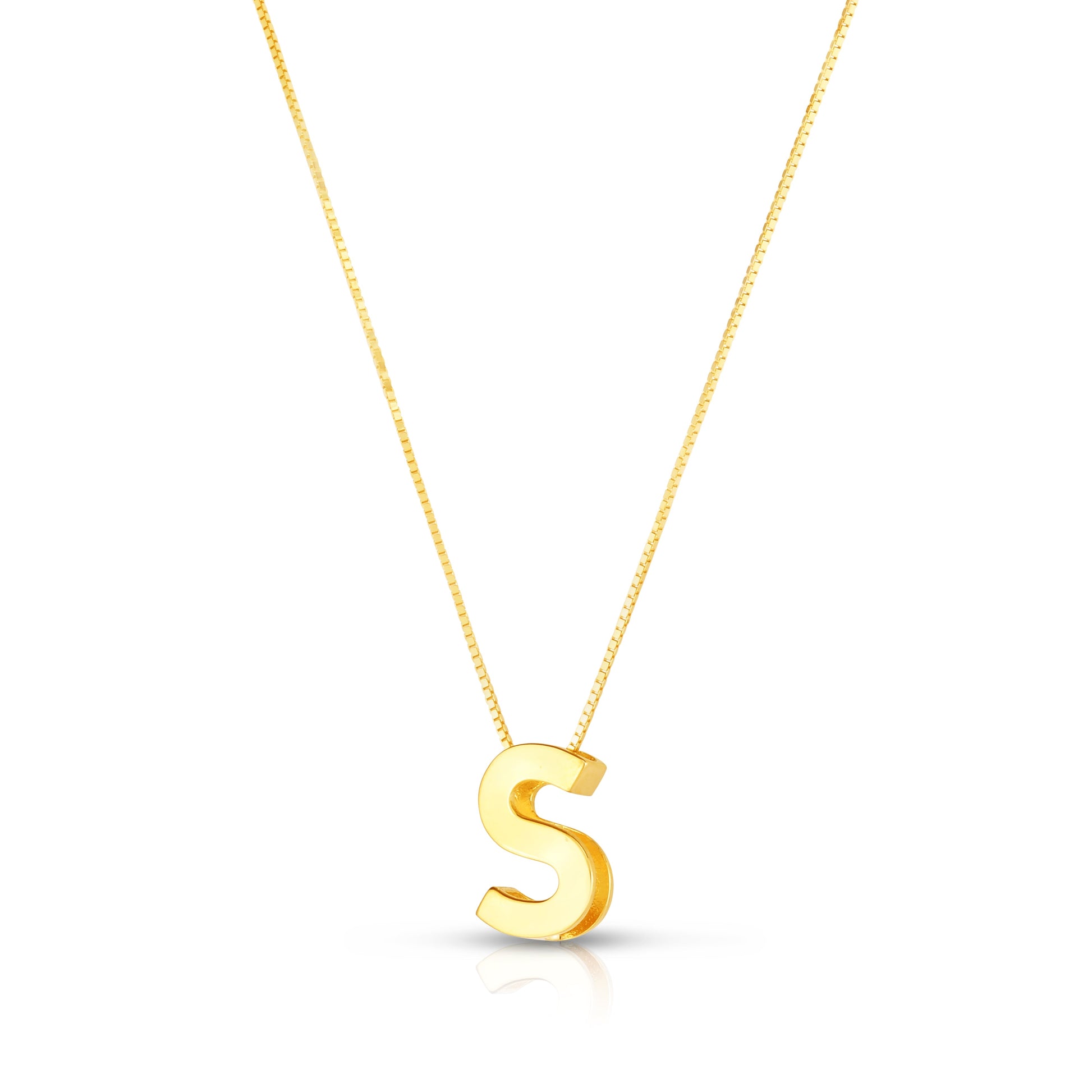 Royal Chain 14K Gold Block Letter Initial S Necklace RCS10969
