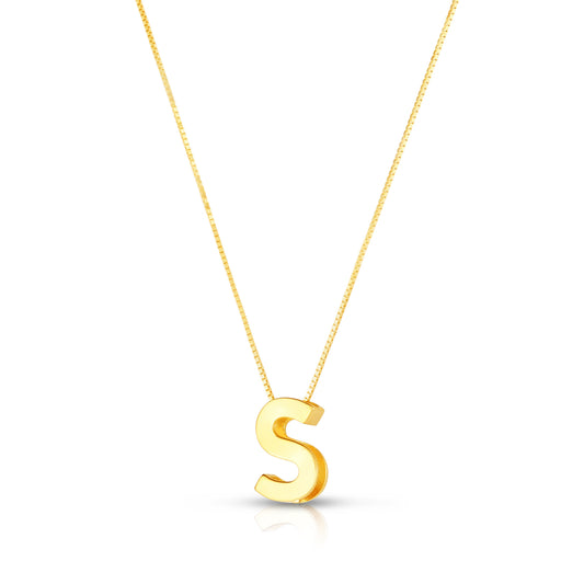 Royal Chain 14K Gold Block Letter Initial S Necklace RCS10969