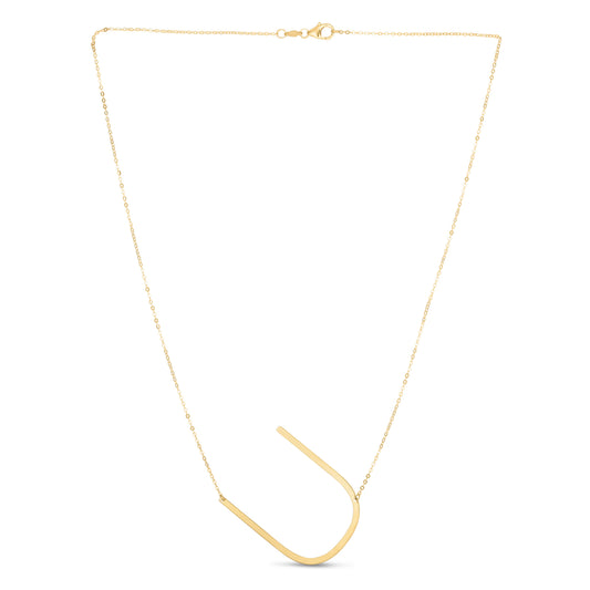 Royal Chain 14K Gold Large Initial U Necklace RCU10908