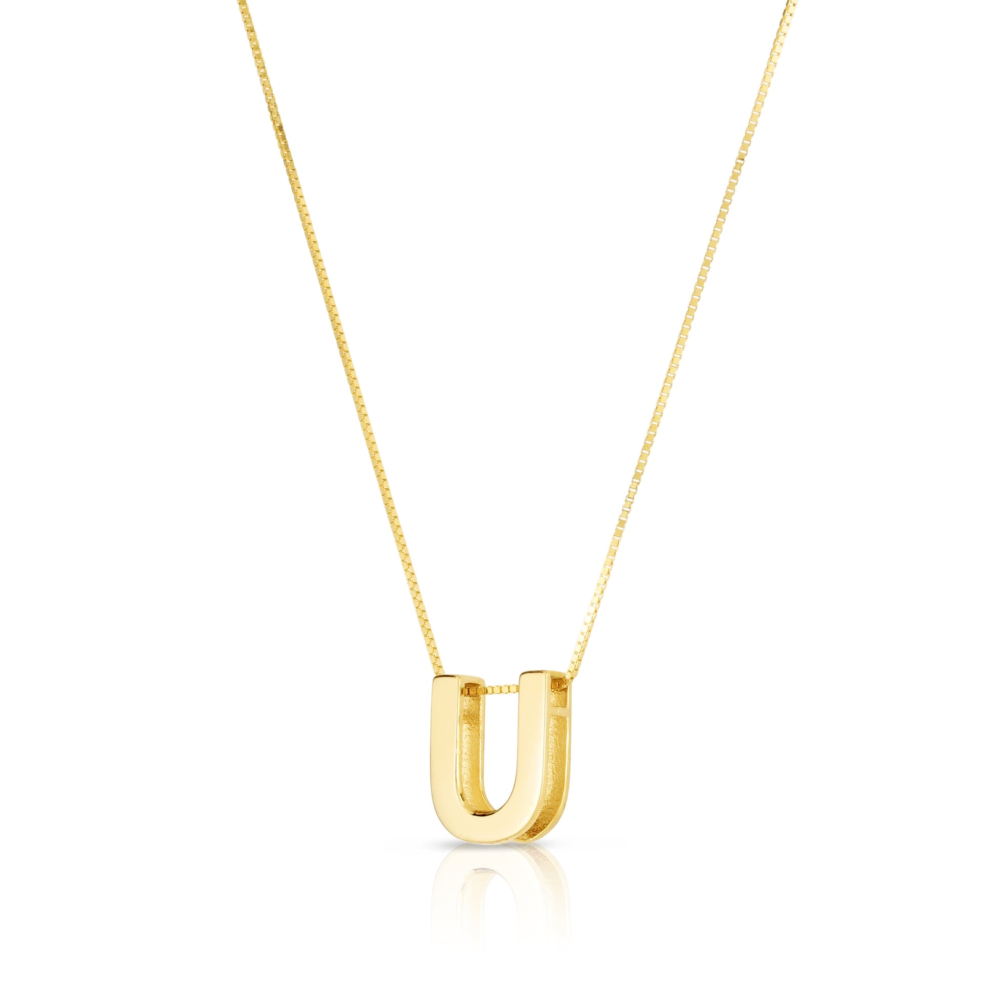 Royal Chain 14K Gold Block Letter Initial U Necklace RCU10969