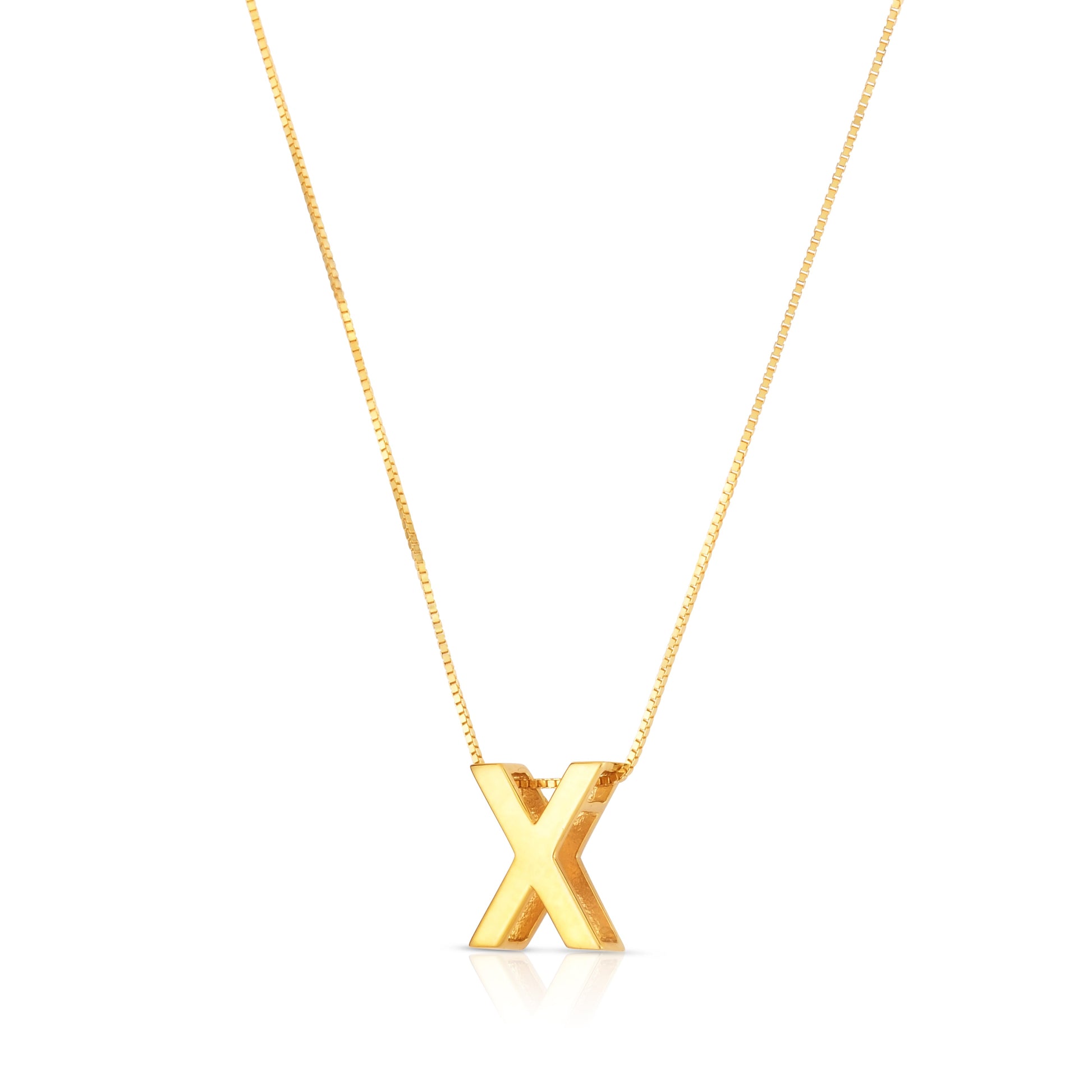 Royal Chain 14K Gold Block Letter Initial X Necklace RCX10969