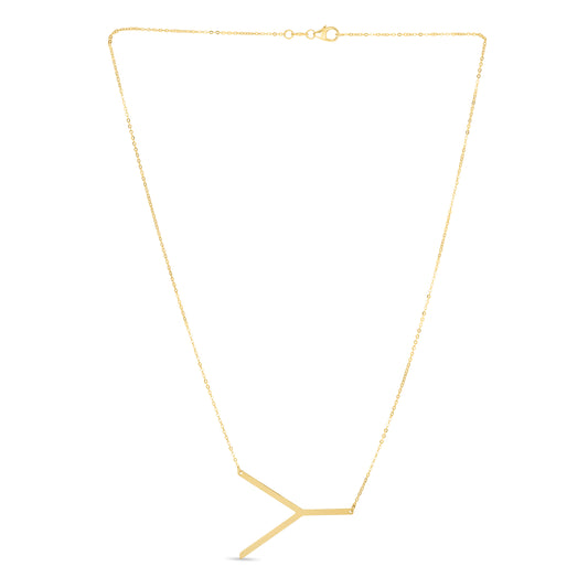 Royal Chain 14K Gold Large Initial Y Necklace RCY10908