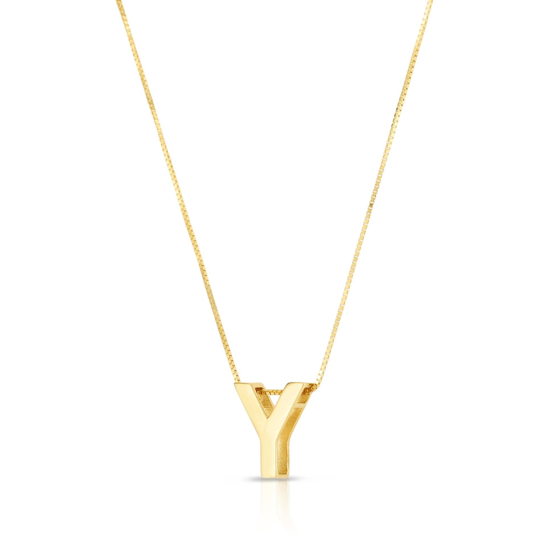 Royal Chain 14K Gold Block Letter Initial Y Necklace RCY10969