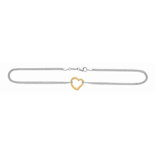 Royal Chain 14K & Silver Heart Anklet RDA102