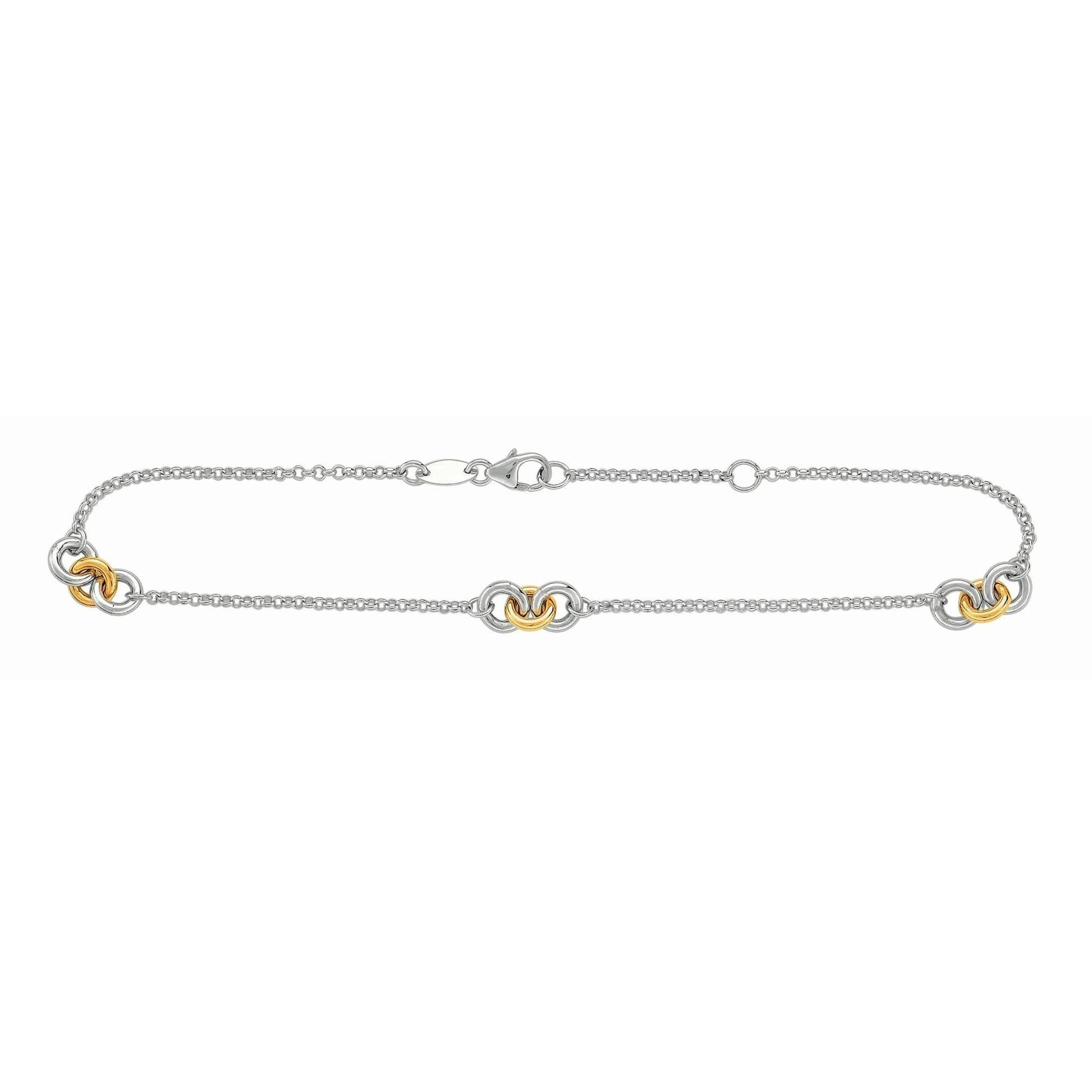 Royal Chain 14K & Silver Stationed Circles Anklet RDA129
