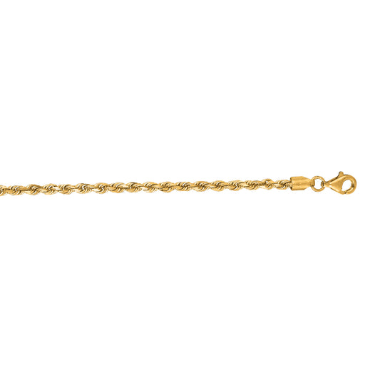 14K Gold 2.75mm Diamond Cut Royal Rope Chain