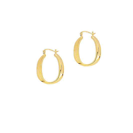 Royal Chain 14K Gold Polished Oval Back to Back Hoop Earring S311