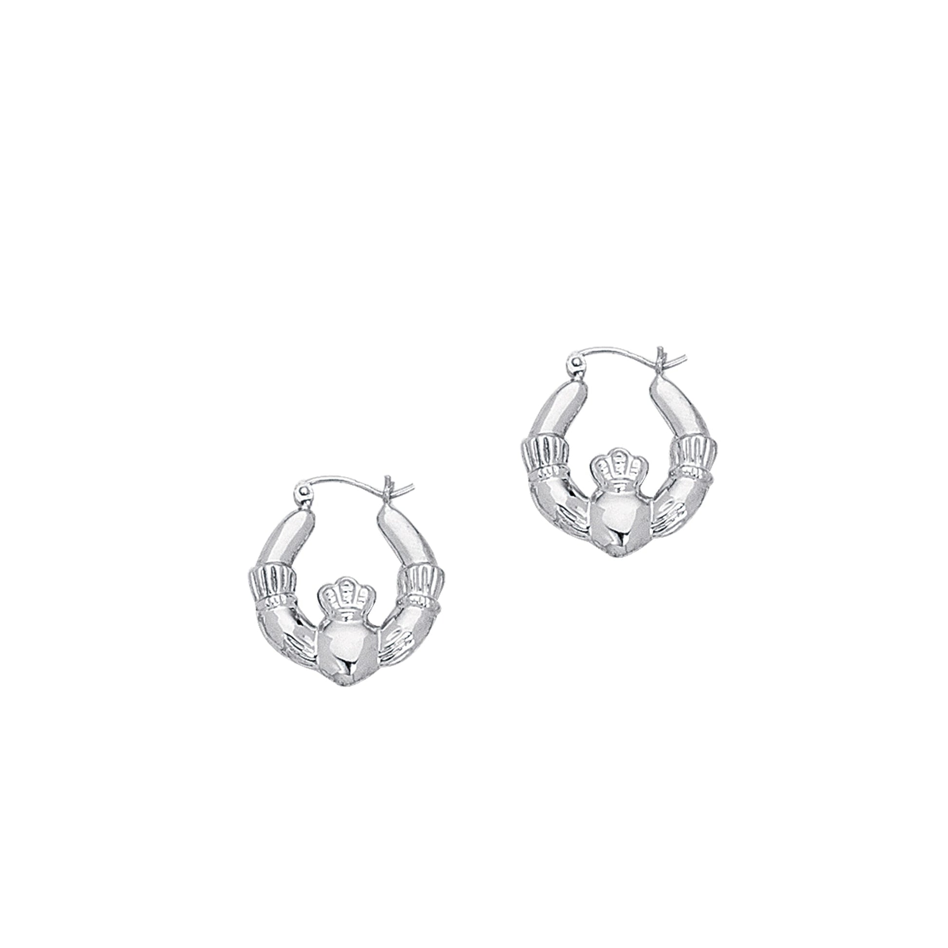 Royal Chain 14K Gold Polished Claddagh Back to Back Hoop Earring S500