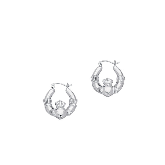 Royal Chain 14K Gold Polished Claddagh Back to Back Hoop Earring S500