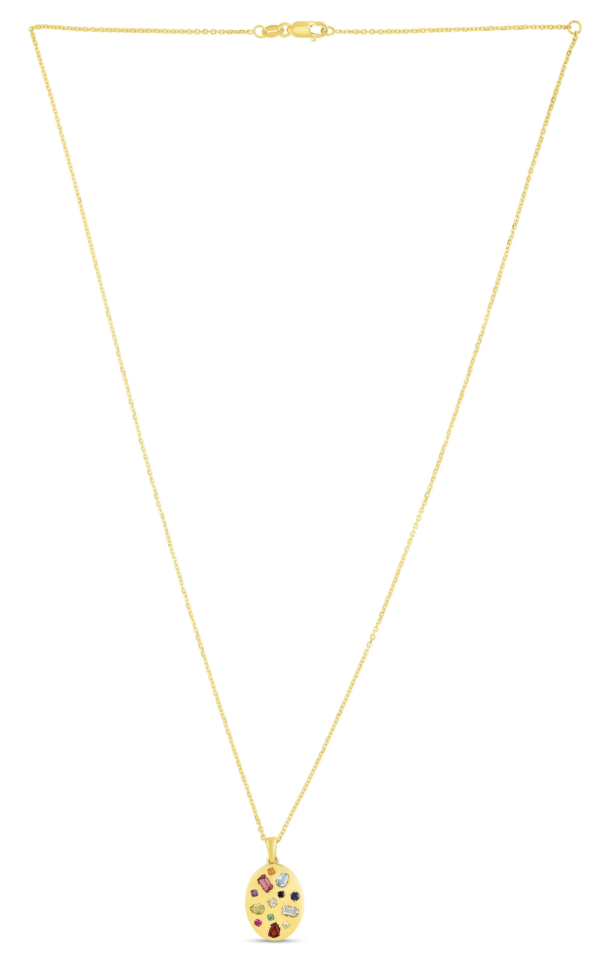 Royal Chain 14K Gold Gemstone Inlay Oval Necklace SET3181