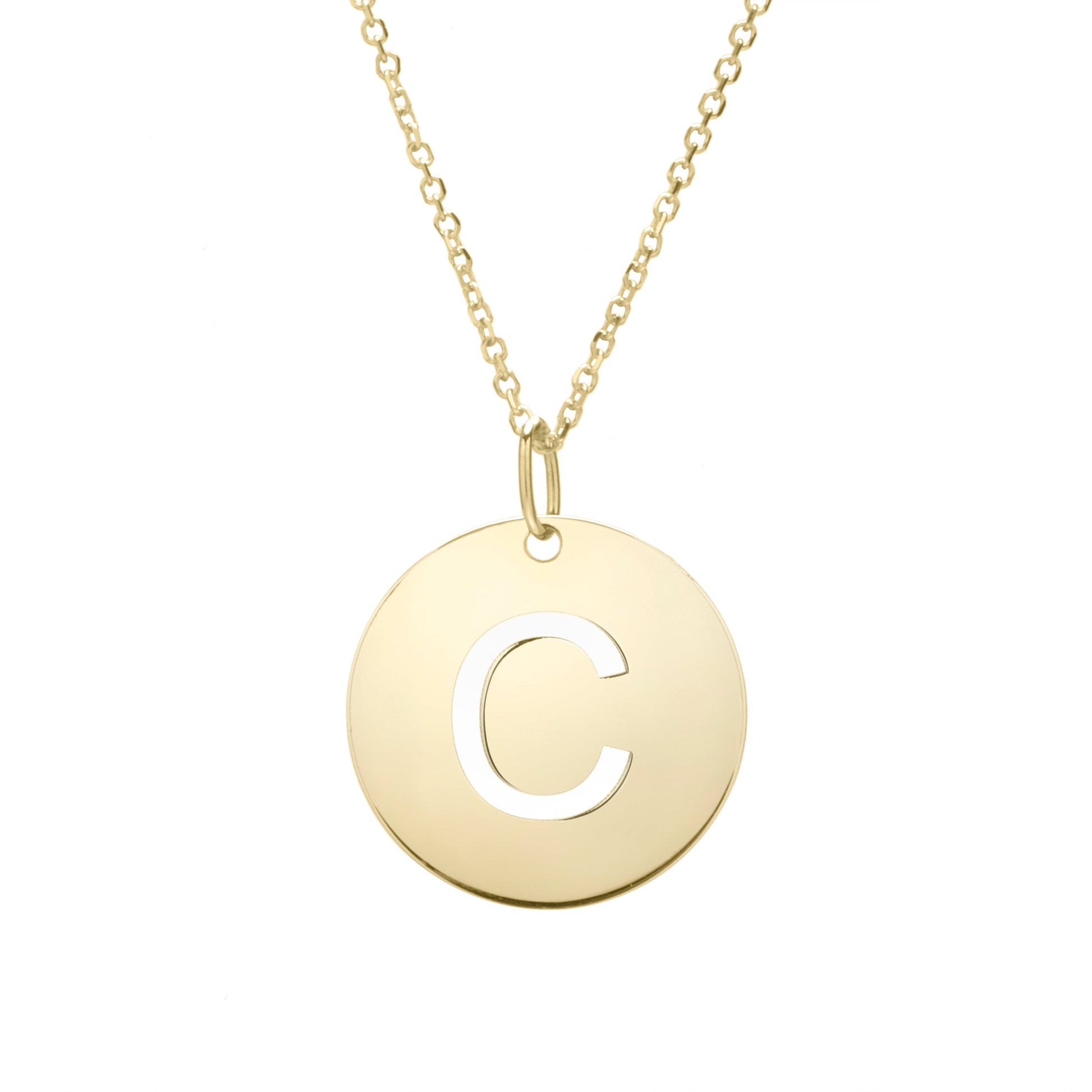 Royal Chain 14K Gold Disc Initial C Necklace SETC2932