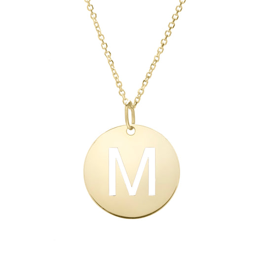 Royal Chain 14K Gold Disc Initial M Necklace SETM2932