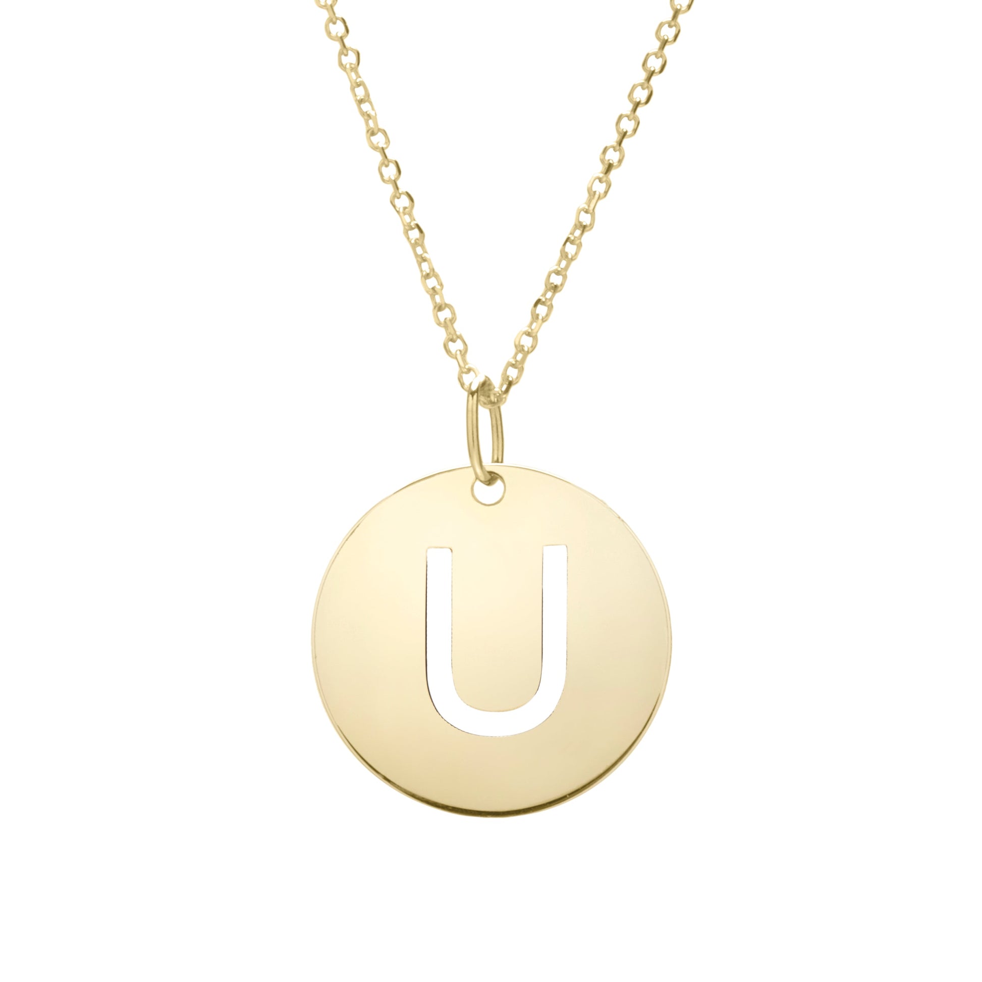 Royal Chain 14K Gold Disc Initial U Necklace SETU2932