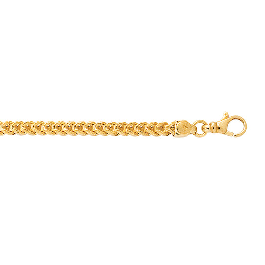 14K Gold 4.4mm 24" Semi-Solid Square Franco Chain