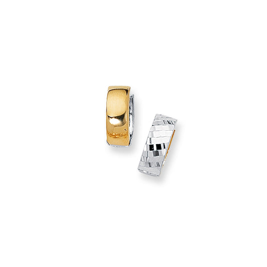 Royal Chain 14K Gold Reversible Diamond Cut Huggie Earring SN63
