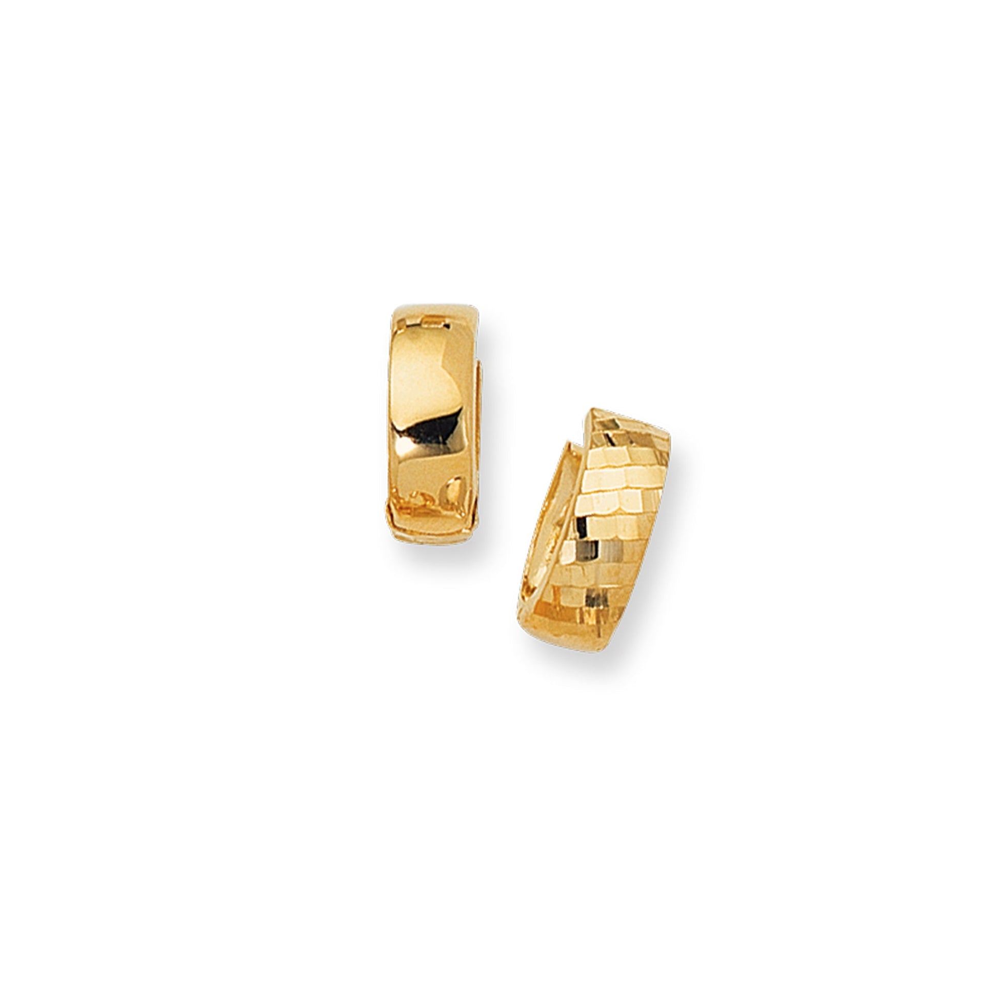 Royal Chain 14K Gold Reversible Diamond Cut & Polished Huggie Earring SN65