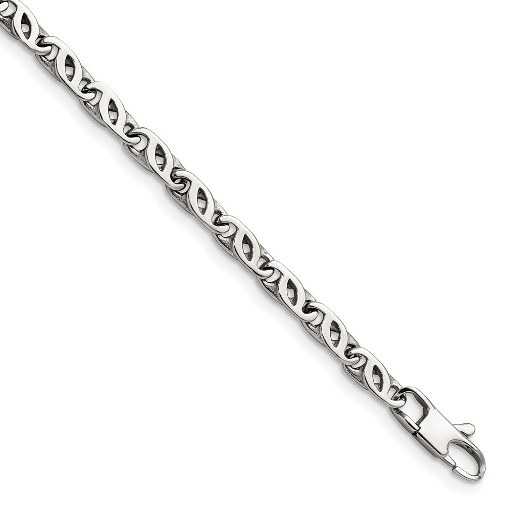 Chisel Stainless Steel Polished 7.5 inch Fancy Link Bracelet SRB1042-7.5