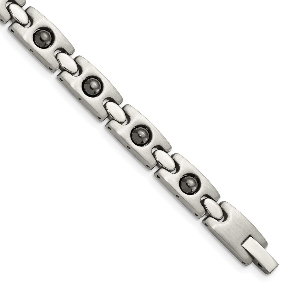 Chisel Stainless Steel Brushed and Polished with Magnetic Ball Accent 8.5 inch Link Bracelet SRB105-8.5