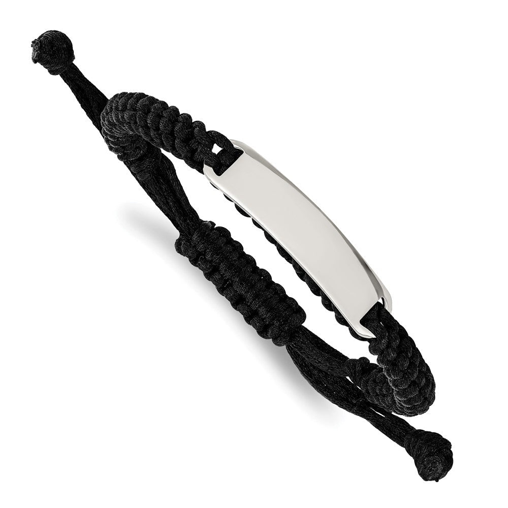 Chisel Stainless Steel Polished Black Fabric Adjustable ID Bracelet SRB1083