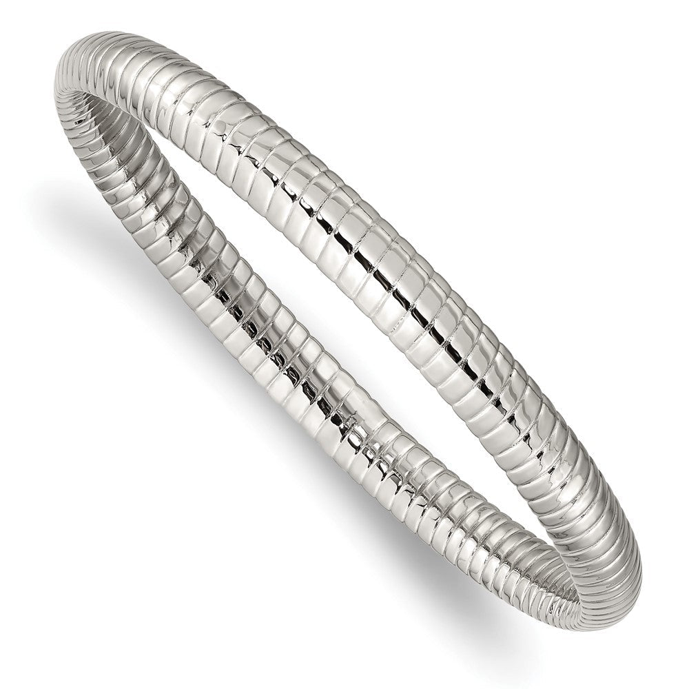 Chisel Stainless Steel Polished and Textured Hollow Bangle SRB1084