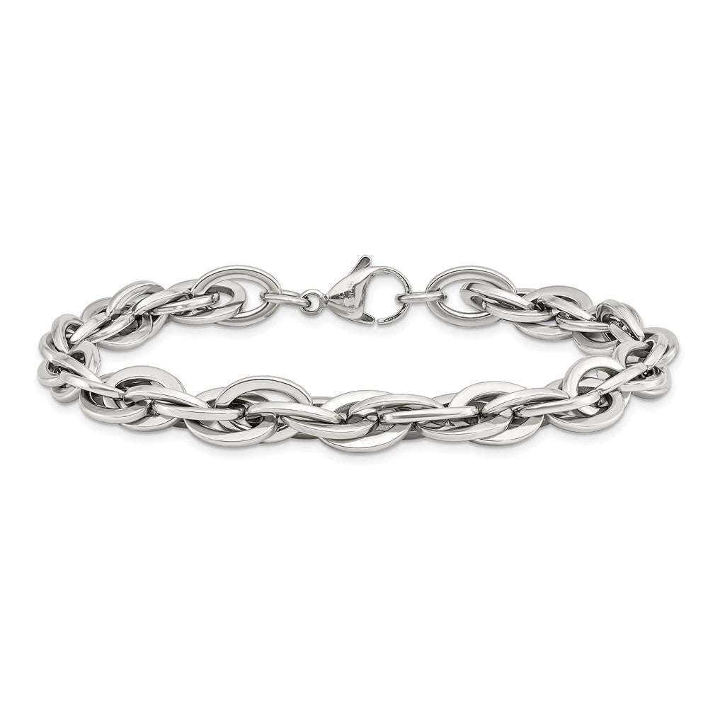 Chisel Stainless Steel Polished 8 inch Oval Links Bracelet SRB1097-8.25